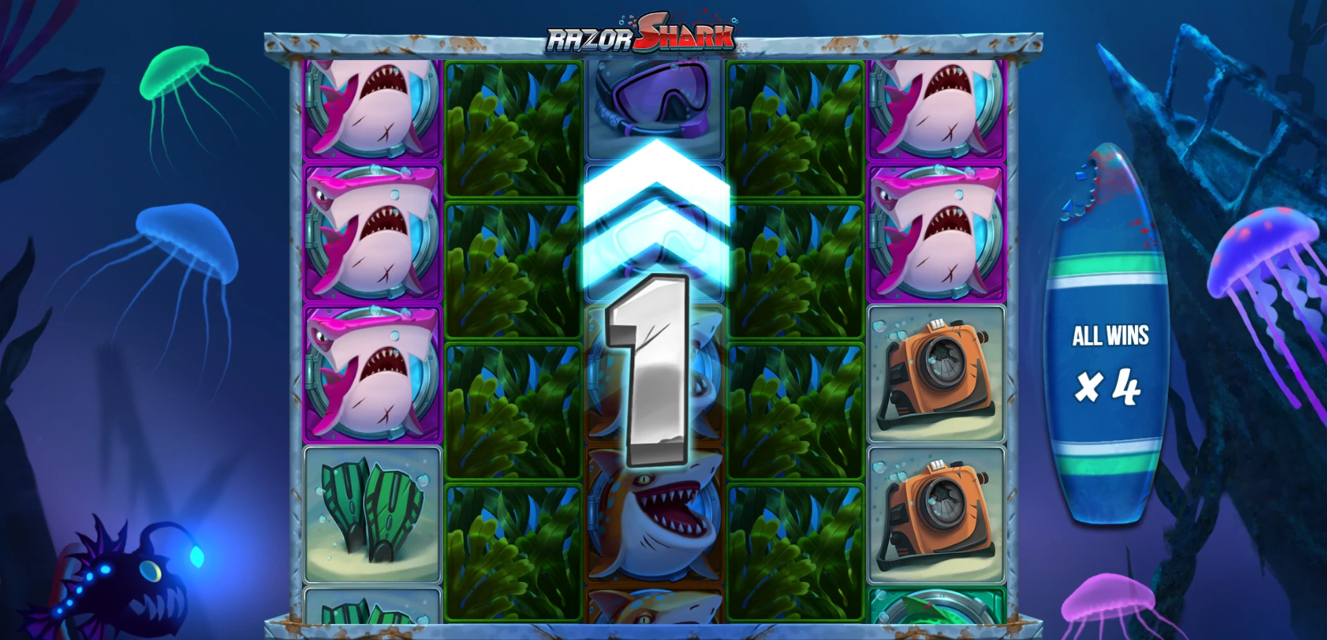 Razor Shark Mystery symbol nudging by one position during Free Games
