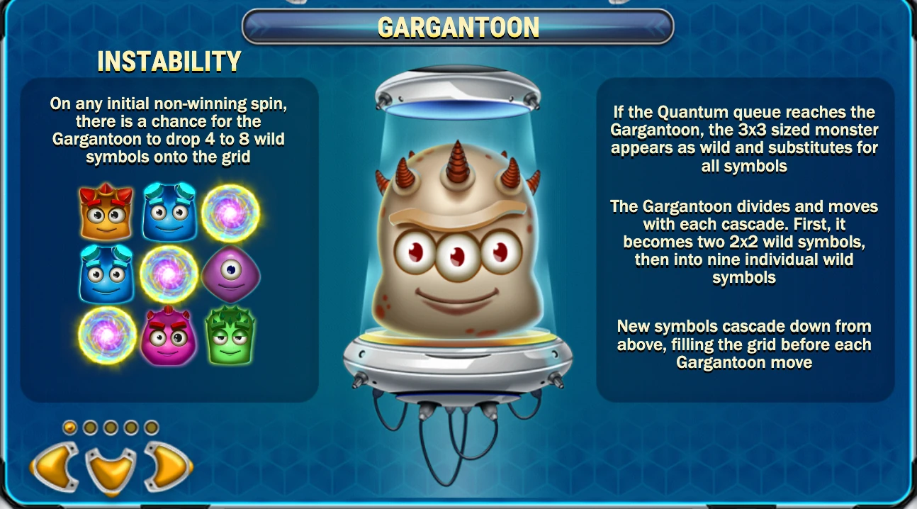 Reactoonz in-game Gargantoon rules describing the 3×3 Wild and later split stages
